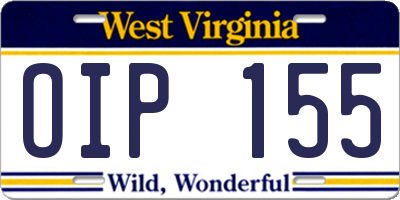 WV license plate OIP155