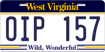 WV license plate OIP157