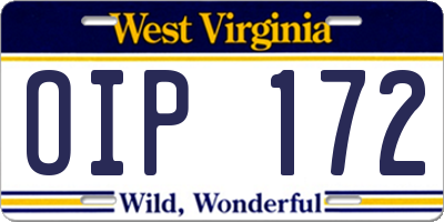 WV license plate OIP172