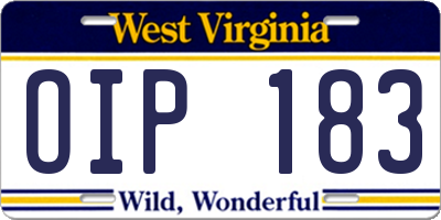 WV license plate OIP183