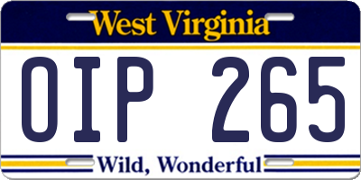 WV license plate OIP265