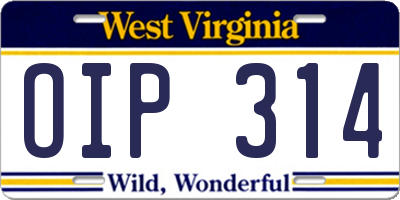 WV license plate OIP314