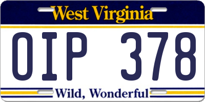 WV license plate OIP378