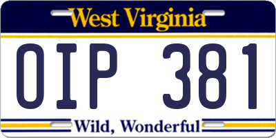 WV license plate OIP381