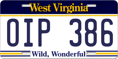 WV license plate OIP386