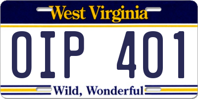 WV license plate OIP401