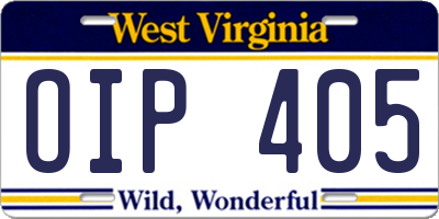 WV license plate OIP405