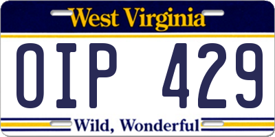 WV license plate OIP429