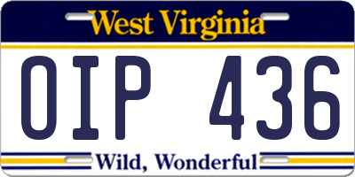 WV license plate OIP436