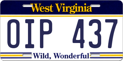 WV license plate OIP437