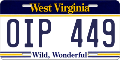 WV license plate OIP449