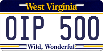 WV license plate OIP500