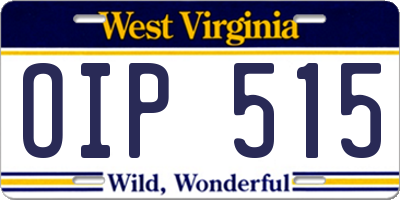 WV license plate OIP515
