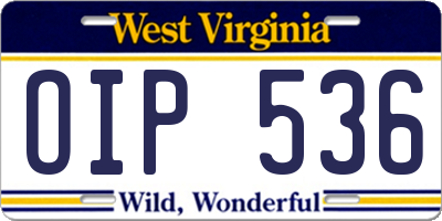 WV license plate OIP536