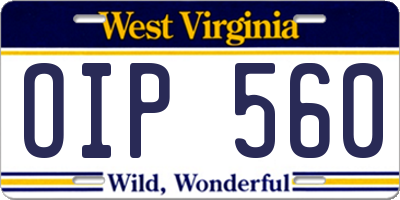 WV license plate OIP560