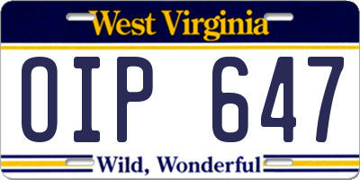 WV license plate OIP647