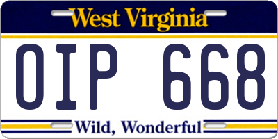 WV license plate OIP668