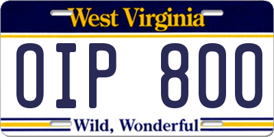 WV license plate OIP800