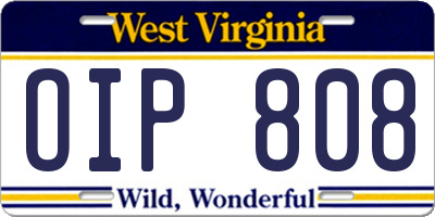 WV license plate OIP808