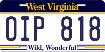WV license plate OIP818