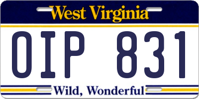 WV license plate OIP831