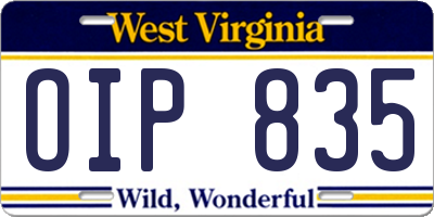 WV license plate OIP835