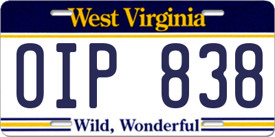 WV license plate OIP838