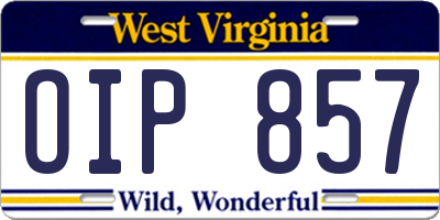 WV license plate OIP857