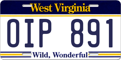 WV license plate OIP891