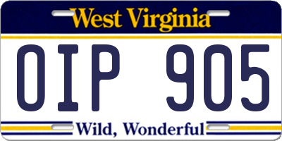 WV license plate OIP905