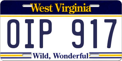 WV license plate OIP917