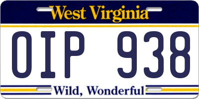 WV license plate OIP938