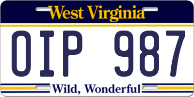 WV license plate OIP987