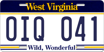 WV license plate OIQ041