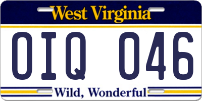 WV license plate OIQ046