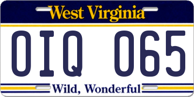 WV license plate OIQ065