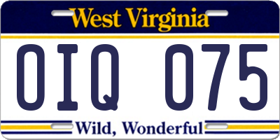 WV license plate OIQ075