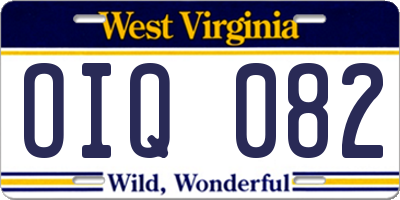 WV license plate OIQ082