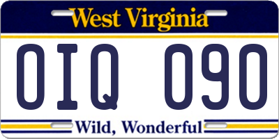 WV license plate OIQ090
