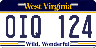 WV license plate OIQ124