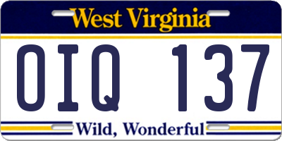 WV license plate OIQ137
