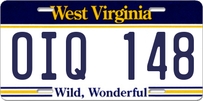 WV license plate OIQ148