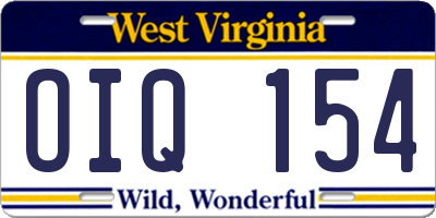 WV license plate OIQ154