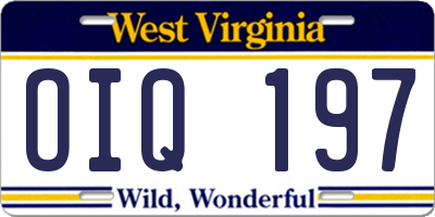 WV license plate OIQ197