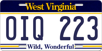 WV license plate OIQ223