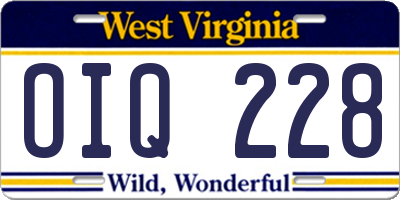 WV license plate OIQ228