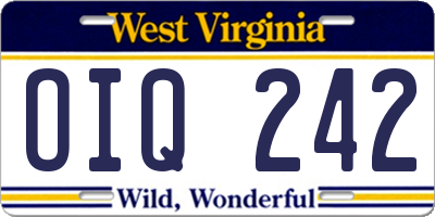 WV license plate OIQ242