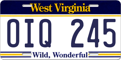 WV license plate OIQ245