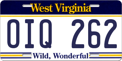 WV license plate OIQ262