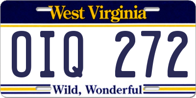 WV license plate OIQ272